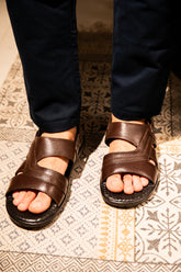 Country Maddox Brown Leather Sandals